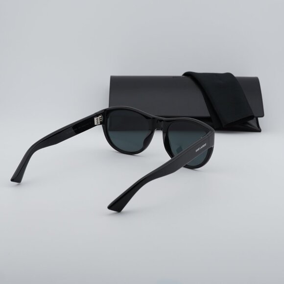 Saint Laurent SL 798 MAXIME 001 Sunglasses Black Oval Frame, Grey Lenses Sunglasses Saint Laurent Sl logo SL 798 MAXIME 001 54-21  main image 3